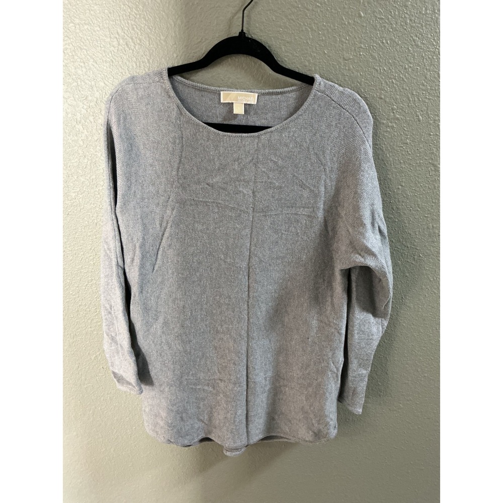 Michael Kors Sweater Womens Large Gray Excellent Side Zip High Low Knit Pullover